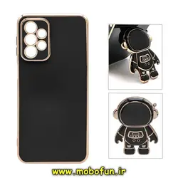 قاب گوشی Galaxy A53 5G سامسونگ طرح ژله ای فضانورد مای کیس گلد لاین دور طلایی محافظ لنز دار مشکی کد 261