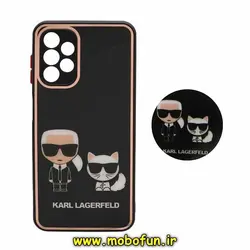 قاب گوشی Galaxy A23 4G سامسونگ پشت گلس سرامیکی نشکن طرح کارل لاجرفلد KARL LAGERFELD پاپ سوکت دار کد 173