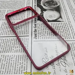 قاب گوشی Poco X4 Pro 5G شیائومی اورجینال متال کیس Metal طرح پشت طلق شفاف دور سیلیکونی زرشکی کد 245