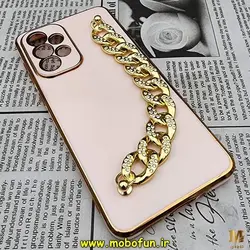 قاب گوشی Galaxy A33 5G سامسونگ طرح مای کیس گلد لاین لاکچری دستبندی کارتیر نگینی محافظ لنز دار گلبهی کد 188