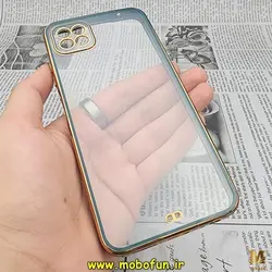 قاب گوشی Galaxy A22 5G سامسونگ طرح الکتروپلیتینگ ژله ای شفاف اورجینال یونیک کیس Unique Case محافظ لنز دار سبز کد 191