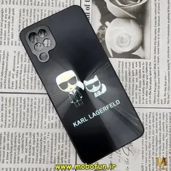 قاب گوشی Galaxy A12 سامسونگ لیزری محافظ لنز دار دور سیلیکونی طرح کارل لاجرفلد KARL LAGERFELD کد 800