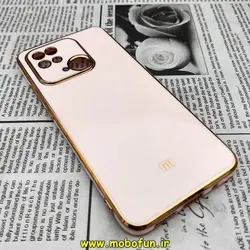 قاب گوشی Xiaomi Redmi 10C - Poco C40 شیائومی طرح ژله ای مای کیس گلد لاین دور طلایی محافظ لنز دار گلبهی کد 42