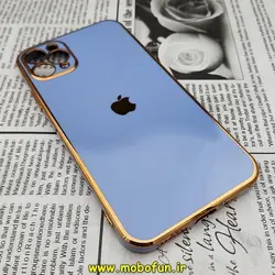 قاب گوشی iPhone 11 Pro Max آیفون طرح ژله ای مای کیس گلد لاین دور طلایی محافظ لنز دار آبی سیرا کد 384