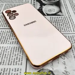 قاب گوشی Galaxy A13 4G سامسونگ طرح ژله ای مای کیس گلد لاین دور طلایی محافظ لنز دار گلبهی کد 214