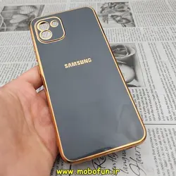 قاب گوشی Galaxy A03 2022 سامسونگ طرح ژله ای مای کیس گلد لاین دور طلایی محافظ لنز دار مشکی کد 34