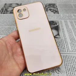 قاب گوشی Galaxy A03 2022 سامسونگ طرح ژله ای مای کیس گلد لاین دور طلایی محافظ لنز دار گلبهی کد 35