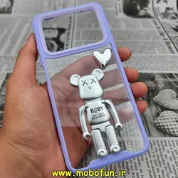 قاب گوشی Xiaomi Poco M4 Pro 4G شیائومی اورجینال متال کیس Metal طرح KAWS ربات پشت طلق شفاف دور سیلیکونی هولدردار یاسی کد 58