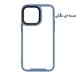 قاب گوشی iPhone 14 Pro آیفون اورجینال متال کیس Metal طرح پشت طلق شفاف دور سیلیکونی سرمه ای مشکی کد 8