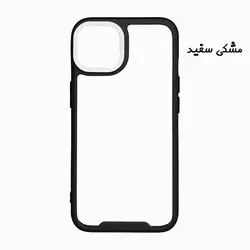 قاب گوشی iPhone 14 Max آیفون اورجینال متال کیس Metal طرح پشت طلق شفاف دور سیلیکونی مشکی سفید کد 7