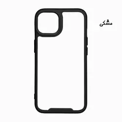 قاب گوشی iPhone 14 Max آیفون اورجینال متال کیس Metal طرح پشت طلق شفاف دور سیلیکونی مشکی کد 5