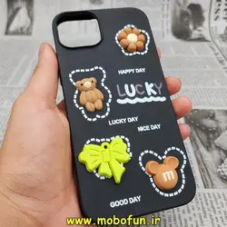 قاب گوشی iPhone 14 Max آیفون طرح سیلیکونی ژله ای سه بعدی برجسته عروسکی مشکی کد 3