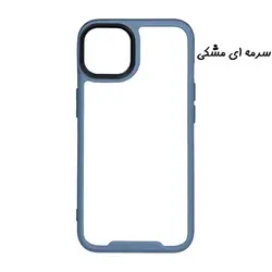 قاب گوشی iPhone 14 Max آیفون اورجینال متال کیس Metal طرح پشت طلق شفاف دور سیلیکونی سرمه ای مشکی کد 4