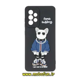 قاب گوشی Galaxy A73 5G سامسونگ طرح سیلیکونی ژله ای سه بعدی برجسته سگ French Bulldog محافظ لنز دار مشکی کد 119