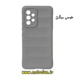 قاب گوشی Galaxy A53 5G سامسونگ سیلیکونی پافر PC زیر بسته محافظ لنز دار طوسی روشن کد 171