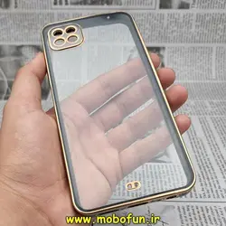 قاب گوشی Galaxy A22 5G سامسونگ طرح الکتروپلیتینگ ژله ای شفاف اورجینال یونیک کیس Unique Case محافظ لنز دار مشکی کد 154