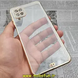 قاب گوشی Galaxy A12 سامسونگ طرح الکتروپلیتینگ ژله ای شفاف اورجینال یونیک کیس Unique Case محافظ لنز دار سفید کد 689