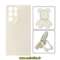 قاب گوشی Galaxy S22 Ultra سامسونگ طرح ربات KAWS سیلیکونی پرو کمرا پاپ سوکت دار محافظ لنز دار سفید استخوانی کد 52