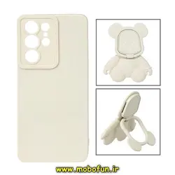 قاب گوشی Galaxy S21 Ultra سامسونگ طرح ربات KAWS سیلیکونی پرو کمرا پاپ سوکت دار محافظ لنز دار سفید استخوانی کد 164