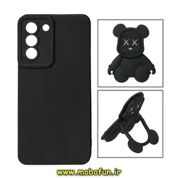 قاب گوشی Galaxy S21 FE سامسونگ طرح ربات KAWS سیلیکونی پرو کمرا پاپ سوکت دار محافظ لنز دار مشکی کد 156
