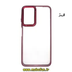 قاب گوشی Redmi Note 11 Pro 4G Global - Redmi Note 11 Pro 5G Global شیائومی اورجینال متال کیس Metal طرح پشت طلق شفاف دور سیلیکونی قرمز کد 133