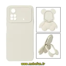 قاب گوشی Xiaomi Poco M4 Pro 4G شیائومی طرح ربات KAWS سیلیکونی پرو کمرا پاپ سوکت دار محافظ لنز دار سفید استخوانی کد 49