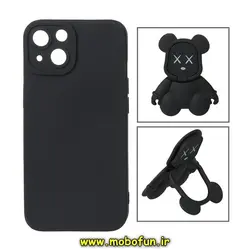 قاب گوشی iPhone 13 آیفون طرح ربات KAWS سیلیکونی پرو کمرا پاپ سوکت دار محافظ لنز دار مشکی کد 232