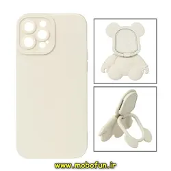 قاب گوشی iPhone 12 Pro Max آیفون طرح ربات KAWS سیلیکونی پرو کمرا پاپ سوکت دار محافظ لنز دار سفید استخوانی کد 371