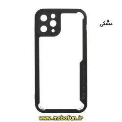 قاب گوشی iPhone 11 Pro آیفون آیپکی iPaky طرح پشت طلق شفاف دور ژله ای ایربگ دار محافظ لنز دار مشکی کد 223