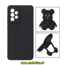 قاب گوشی Galaxy A73 5G سامسونگ طرح ربات KAWS سیلیکونی پرو کمرا پاپ سوکت دار محافظ لنز دار مشکی کد 84