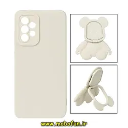 قاب گوشی Galaxy A53 5G سامسونگ طرح ربات KAWS سیلیکونی پرو کمرا پاپ سوکت دار محافظ لنز دار سفید استخوانی کد 156