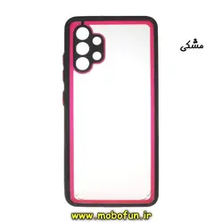 قاب گوشی Galaxy A32 4G سامسونگ طرح پشت طلق شفاف محافظ لنز دار دور سیلیکونی رنگی مشکی کد 412