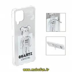 قاب گوشی Galaxy A22 4G - Galaxy M32 4G سامسونگ طرح QUARTZ CRYSTAL آینه ای ربات KAWS کپسولی هولدر دار نقره ای کد 363