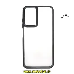 قاب گوشی Galaxy A13 4G سامسونگ اورجینال متال کیس Metal طرح پشت طلق شفاف دور سیلیکونی مشکی کد 152