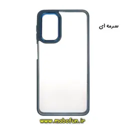 قاب گوشی Galaxy A13 4G سامسونگ اورجینال متال کیس Metal طرح پشت طلق شفاف دور سیلیکونی سرمه ای کد 151