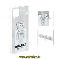 قاب گوشی Galaxy A12 سامسونگ طرح QUARTZ CRYSTAL آینه ای ربات KAWS کپسولی هولدر دار نقره ای کد 650