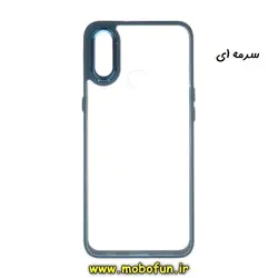 قاب گوشی Galaxy A10S سامسونگ اورجینال متال کیس Metal طرح پشت طلق شفاف دور سیلیکونی سرمه ای کد 354
