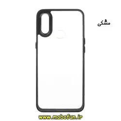 قاب گوشی Galaxy A10S سامسونگ اورجینال متال کیس Metal طرح پشت طلق شفاف دور سیلیکونی مشکی کد 355
