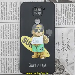 قاب گوشی Redmi Note 9 4G شیائومی سیلیکونی ژله ای طرح خرسی تدی Tedi محافظ لنز دار مشکی کد 323