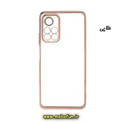 قاب گوشی Xiaomi Poco M4 Pro 5G شیائومی طرح الکتروپلیتینگ ژله ای شفاف اورجینال یونیک کیس Unique Case محافظ لنز دار طلایی کد 57