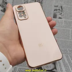 قاب گوشی Redmi Note 11 4G - Redmi Note 11S شیائومی طرح ژله ای مای کیس گلد لاین دور طلایی محافظ لنز دار گلبهی کد 161