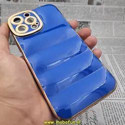 قاب گوشی iPhone 13 Pro Max آیفون طرح پافر PUFFER مای کیس گلد لاین دور طلایی محافظ لنز دار آبی کاربنی کد 199