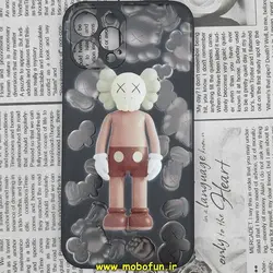 قاب گوشی iPhone 13 Pro آیفون سیلیکونی ژله ای طرح ربات KAWS محافظ لنز دار مشکی کد 191