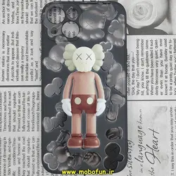 قاب گوشی iPhone 13 آیفون سیلیکونی ژله ای طرح ربات KAWS محافظ لنز دار مشکی کد 220