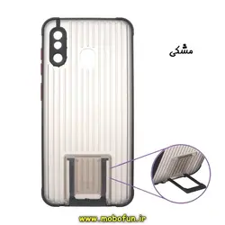 قاب گوشی Galaxy A20 - Galaxy A30 سامسونگ طرح پشت مات هولدر دار محافظ لنز دار دور سیلیکونی مشکی کد 253