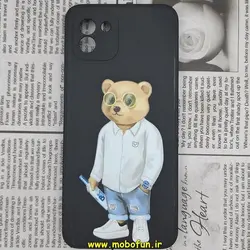 قاب گوشی Galaxy A03 2022 سامسونگ سیلیکونی ژله ای طرح خرسی تدی Tedi محافظ لنز دار مشکی کد 16