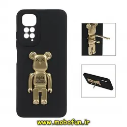 قاب گوشی Redmi Note 11 4G - Redmi Note 11S شیائومی طرح ربات KAWS سیلیکونی ژله ای پرو کمرا هولدر دار محافظ لنز دار مشکی طلایی کد 121