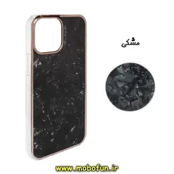 قاب گوشی iPhone 13 Pro آیفون مای کیس دور طلایی ماربل مشکی پاپ سوکت دار کد 176