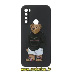 قاب گوشی Redmi Note 8 - Redmi Note 8 2021 شیائومی سیلیکونی ژله ای طرح خرسی تدی Tedi محافظ لنز دار مشکی کد 450