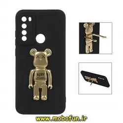 قاب گوشی Redmi Note 8 - Redmi Note 8 2021 شیائومی طرح ربات KAWS سیلیکونی ژله ای پرو کمرا هولدر دار محافظ لنز دار مشکی طلایی کد 191